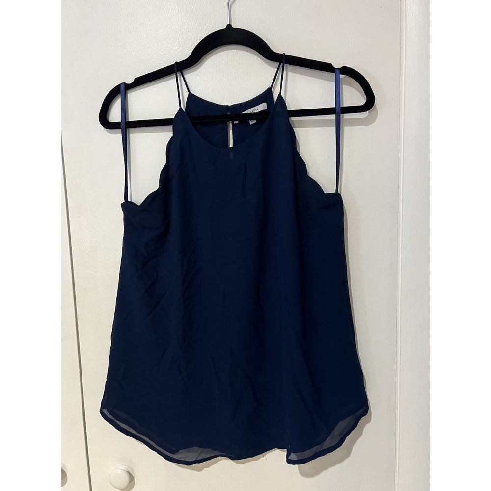 Naked Zebra Navy Scallop Spaghetti Strap High Neck Camisole Top Small‎